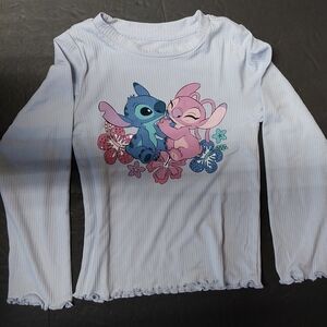 Charming Stitch Long Sleeve Tee - Blue and Pink